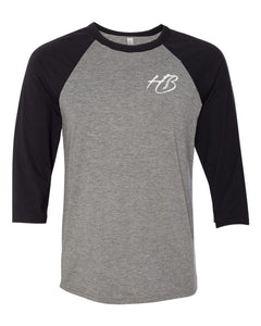 Hollywood Built 3/4 Sleeve Baseball T-Shirt Black/Gray