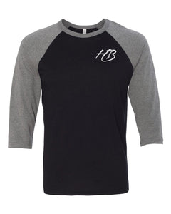 Hollywood Built 3/4 Sleeve Baseball T-Shirt Gray/Black