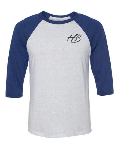 Hollywood Built 3/4 Sleeve Baseball T-Shirt Navy/White