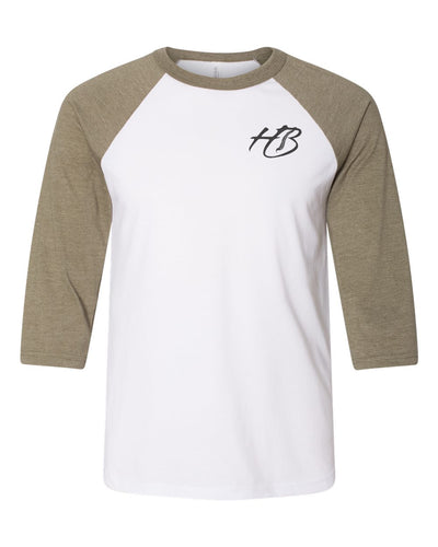 Hollywood Built 3/4 Sleeve Baseball T-Shirt Olive/White